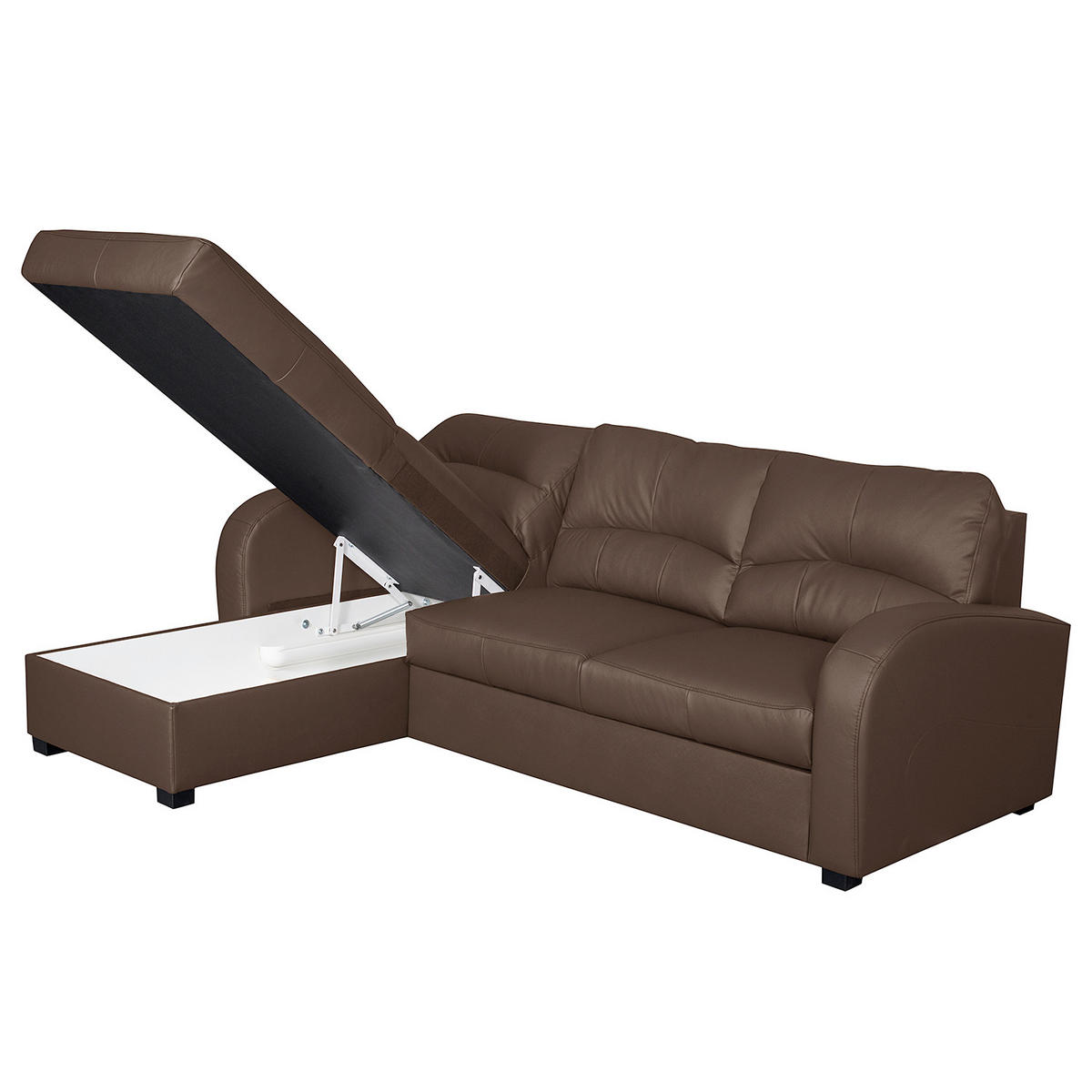 ECKSOFA TILO Bordeaux Lederlook Bettkasten  - Bordeaux/Schwarz, Design, Kunststoff/Textil (168/227cm) - Livetastic