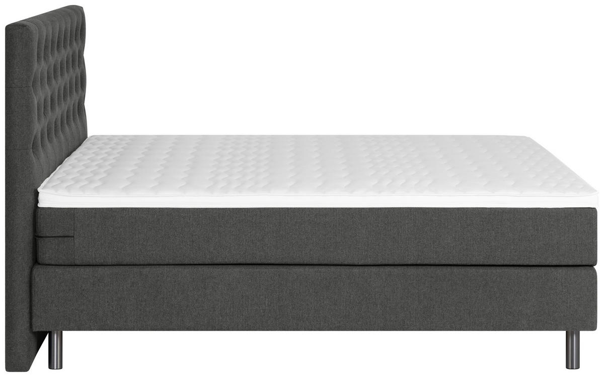BOXSPRINGBETT 180/200 cm  in Anthrazit  - Anthrazit/Silberfarben, Konventionell, Textil/Metall (180/200cm) - Welnova