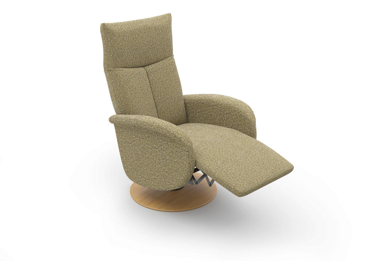 RELAXSESSEL GLENDALE E Chenille Kopfteilverstellung, Rücken echt    - Eichefarben/Olivgrün, KONVENTIONELL, Holzwerkstoff/Textil (75/112/82cm) - Sit & More