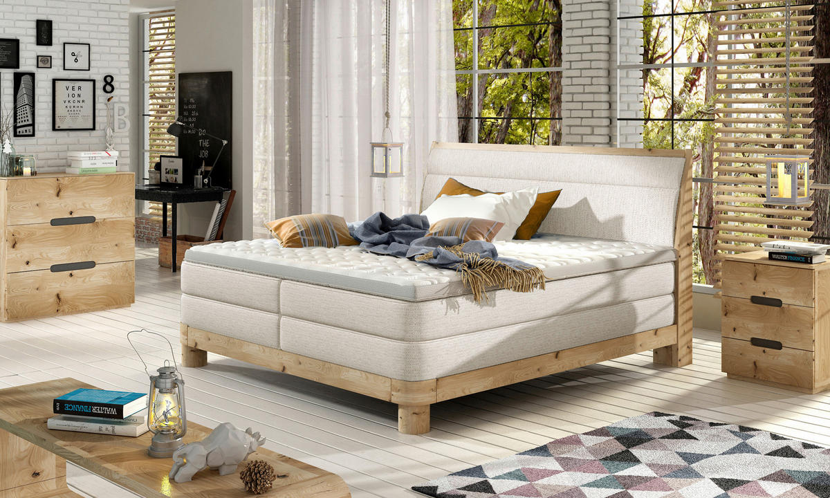 BOXSPRINGBETT 140/200 cm  in Naturfarben  - Eichefarben/Naturfarben, Natur, Holz/Textil (140/200cm) - Valnatura