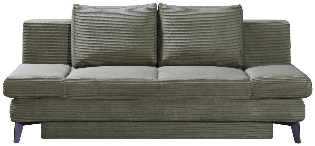SCHLAFSOFA  mit Stoffauswahl Cord Olivgrün  - Schwarz/Olivgrün, Design, Textil/Metall (200/85/90cm) - Novel