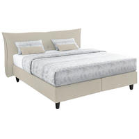 BOXSPRINGBETT 180/200 cm,  in Beige, Matratze, Topper, H3 + H3 = fest  - Beige/Schwarz, Design, Kunststoff/Textil (180/200cm) - RUF Betten