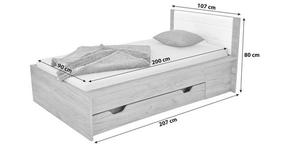 Bett Avensis New 90x200 Krafteiche Dunkel/Weiß - Eichefarben/Weiß, KONVENTIONELL, Holzwerkstoff (90/200cm) - Luca Bessoni
