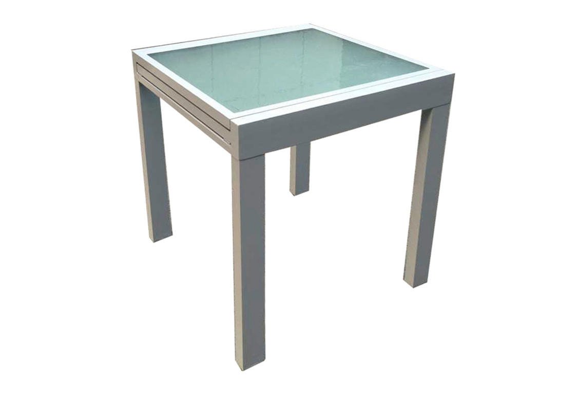 GARTENTISCH 65/65/75 cm Metall, Glas quadratisch  - Grau, MODERN, Glas/Metall (65/65/75cm) - Gardenson