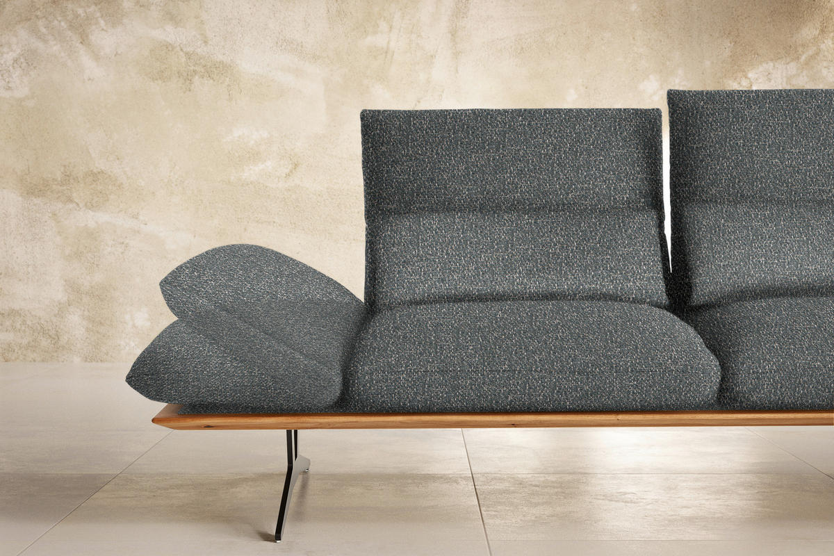 ECKSOFA in Flachgewebe Graubraun  - Graubraun/Schwarz, Design, Holz/Textil (314/159cm) - Dieter Knoll