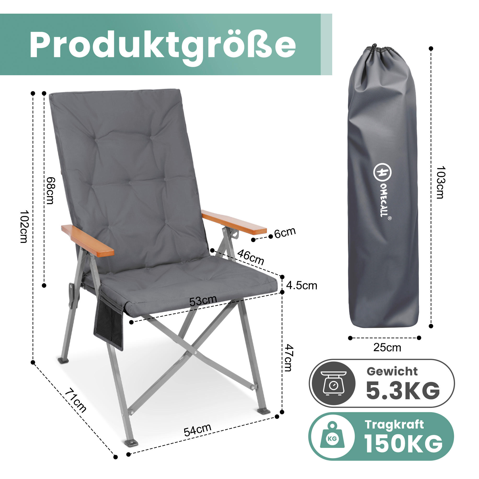 CAMPINGSESSEL - Silberfarben/Grau, Basics, Textil/Metall (54/102/71cm) - Modante