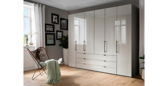 KLEIDERSCHRANK 300/216/58 cm 6-türig Grau - Schieferfarben/Grau, Design, Glas/Holzwerkstoff (300/216/58cm) - Novel