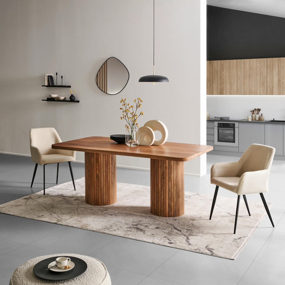 ESSTISCH in Holz   - Naturfarben, Design, Holz (160/76/90cm) - Livetastic