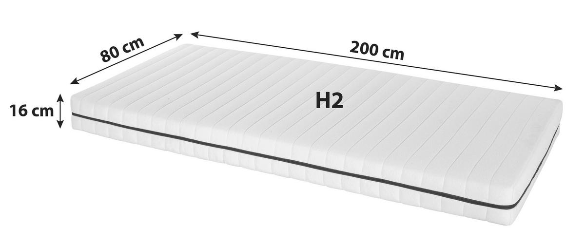 Allergikermatratze Allergiker 80/200 cm, Höhe ca.: 16 cm, H2 = mittel,  - Weiß, Textil (80/200cm) - Primatex