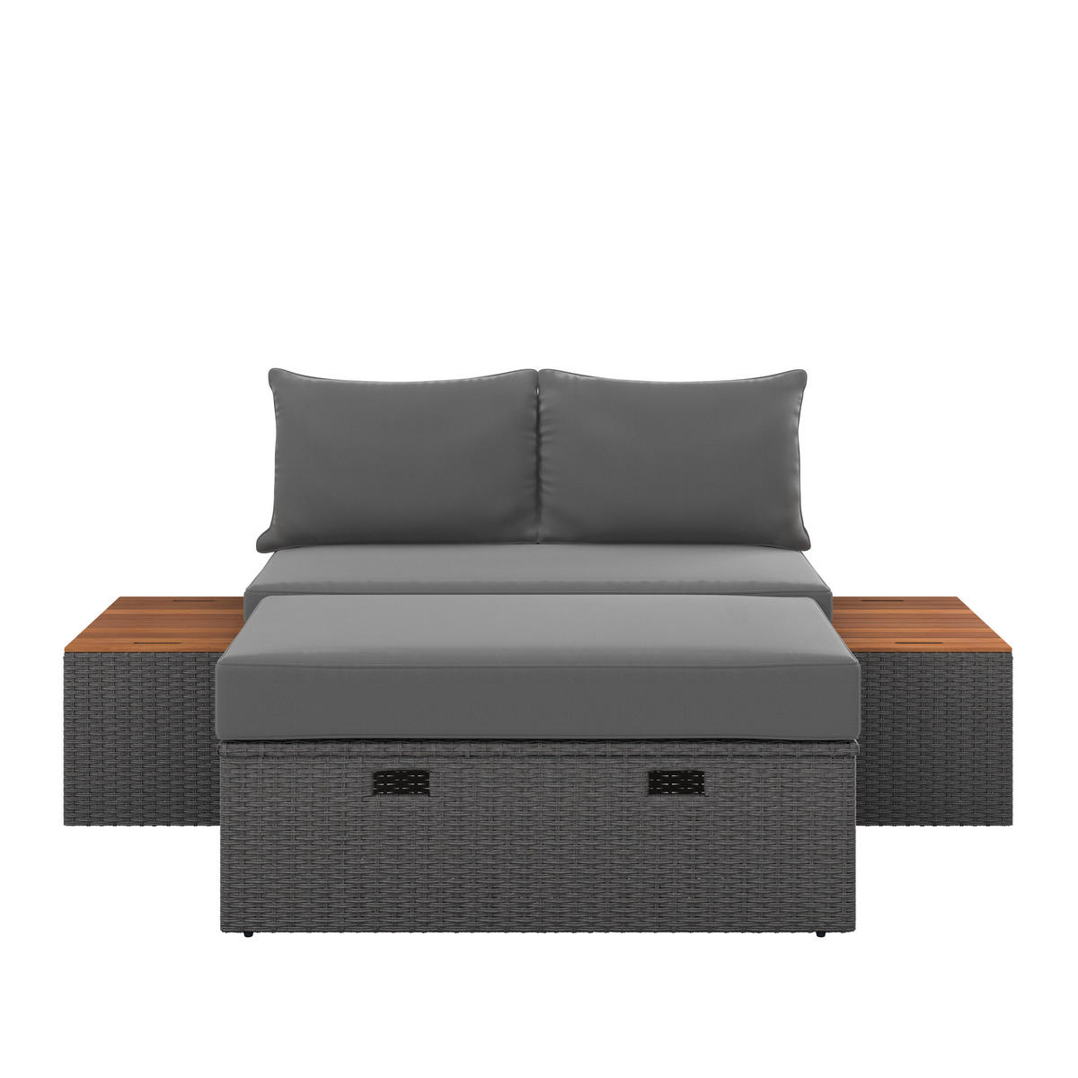 LOUNGEGARNITUR   113/72/62,5 cm Akazie massiv Eisen  - Dunkelgrau/Grau, MODERN, Holz/Kunststoff (113/72/62,5cm) - Ambia Garden