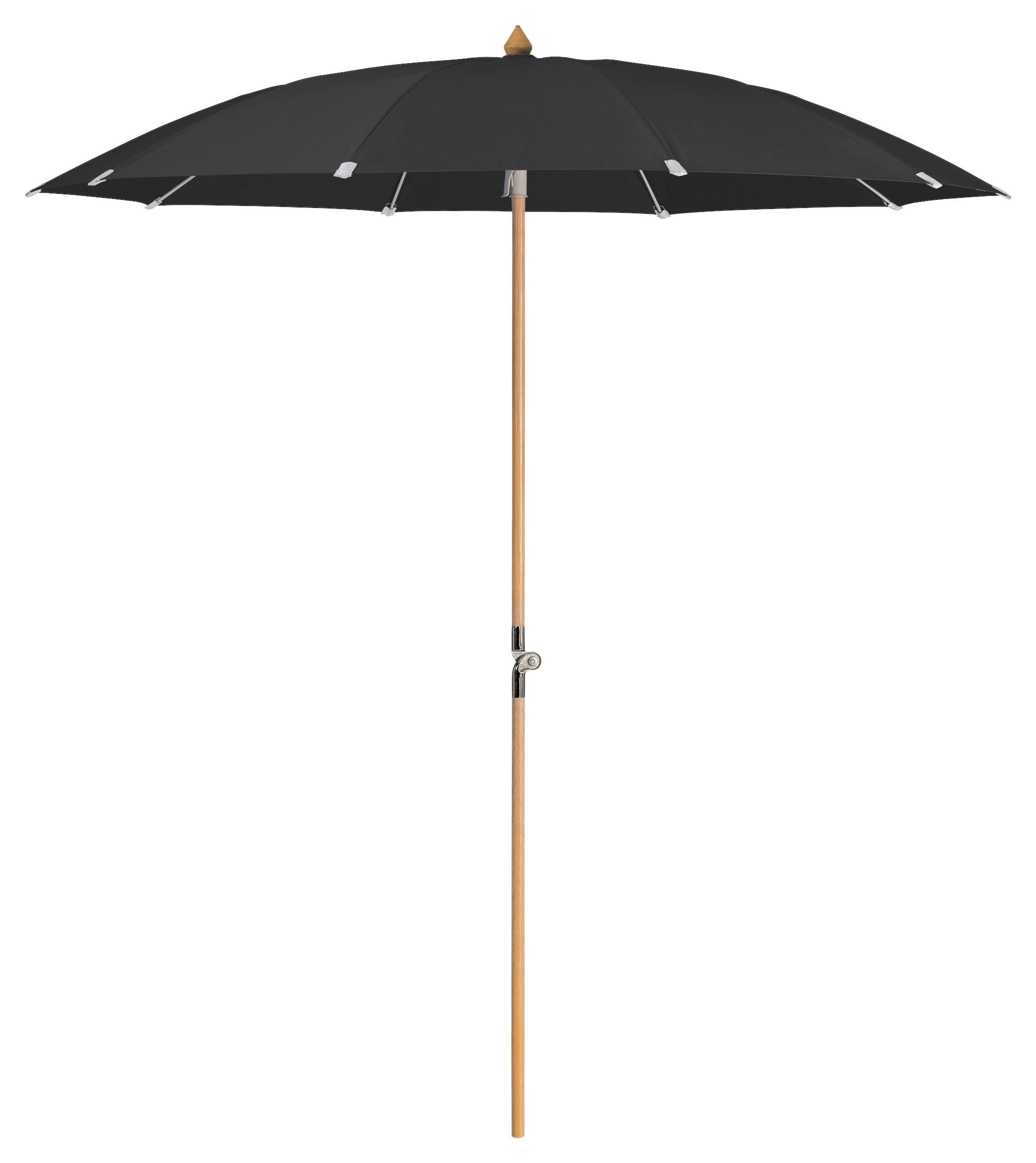 SONNENSCHIRM 200 cm Schwarz  - Eschefarben/Schwarz, Holz/Textil (200/200cm) - Glatz