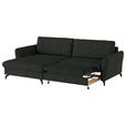 ECKSOFA in Flachgewebe, Leinenoptik Anthrazit  - Anthrazit/Schwarz, Design, Textil/Metall (170/242cm) - Xora