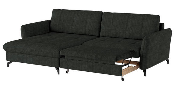 ECKSOFA in Flachgewebe, Leinenoptik Anthrazit  - Anthrazit/Schwarz, Design, Textil/Metall (170/242cm) - Xora