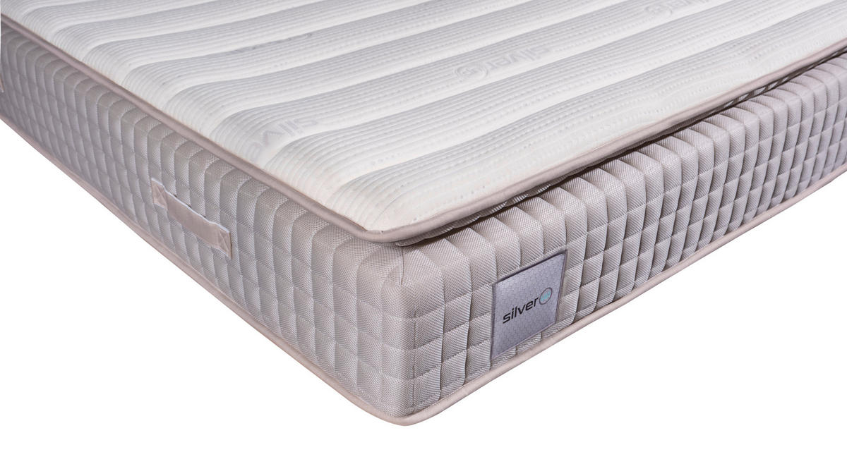 TASCHENFEDERKERNMATRATZE SILVER-UP PILLOW TOP 180/200 cm Höhe ca. 33 cm 7 -Zonen - Weiß, Basics, Textil (180/200cm) - Livetastic