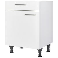 SCHUBKASTENUNTERSCHRANK 60/87/56 cm  in Weiß  - Edelstahlfarben/Weiß, MODERN, Holzwerkstoff/Metall (60/87/56cm) - Nobilia