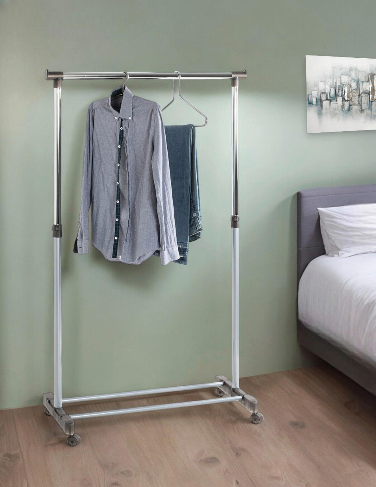 KLEIDERWAGEN in Grau, Alufarben, Chromfarben 90/95-170/43 cm   - Chromfarben/Alufarben, Basics, Kunststoff/Metall (90/95-170/43cm)
