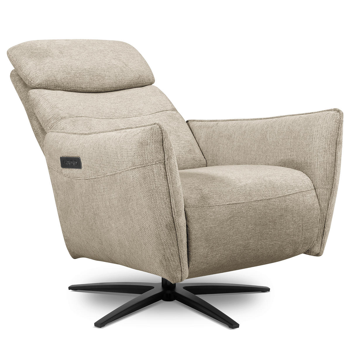RELAXSESSEL in Textil Taupe  - Taupe/Schwarz, Design, Textil/Metall (77/107/88cm) - Livetastic