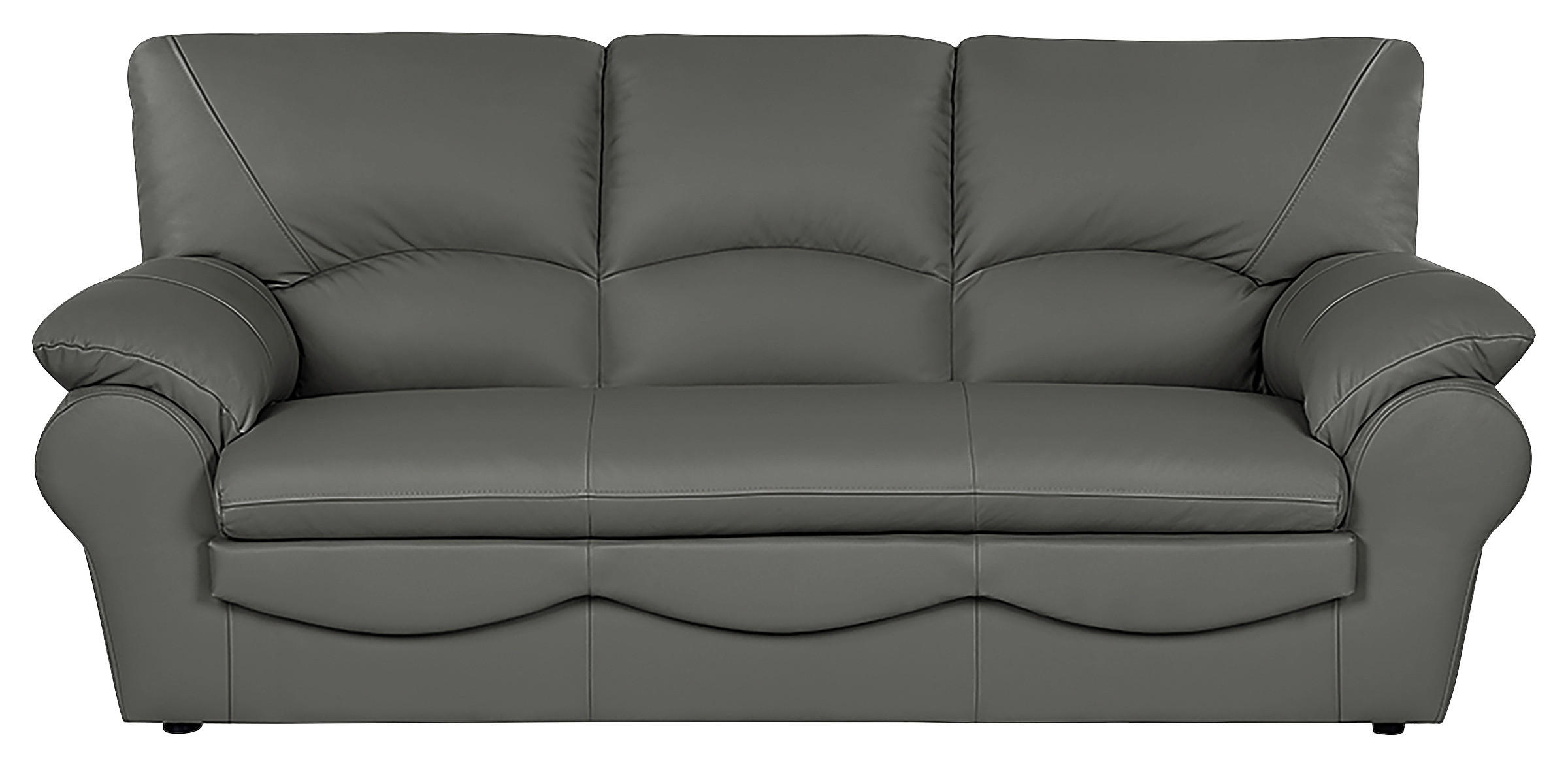 3-SITZER-SOFA Echtleder Anthrazit  - Anthrazit/Schwarz, Design, Leder/Kunststoff (205/92/85cm) - Livetastic