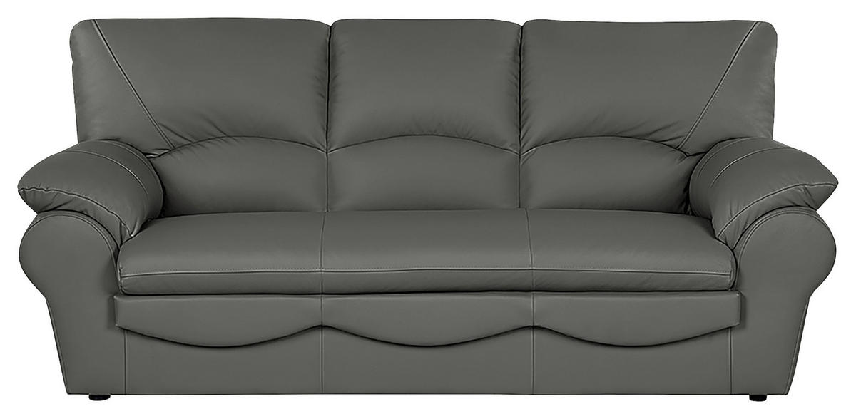 3-SITZER-SOFA in Echtleder Anthrazit  - Anthrazit/Schwarz, Design, Leder/Kunststoff (205/92/85cm) - Livetastic