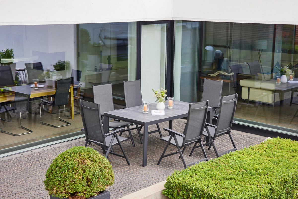 GARTENTISCH 180/100/74 cm Metall rechteckig  - Schieferfarben/Anthrazit, Basics, Keramik/Metall (180/100/74cm) - Siena Garden