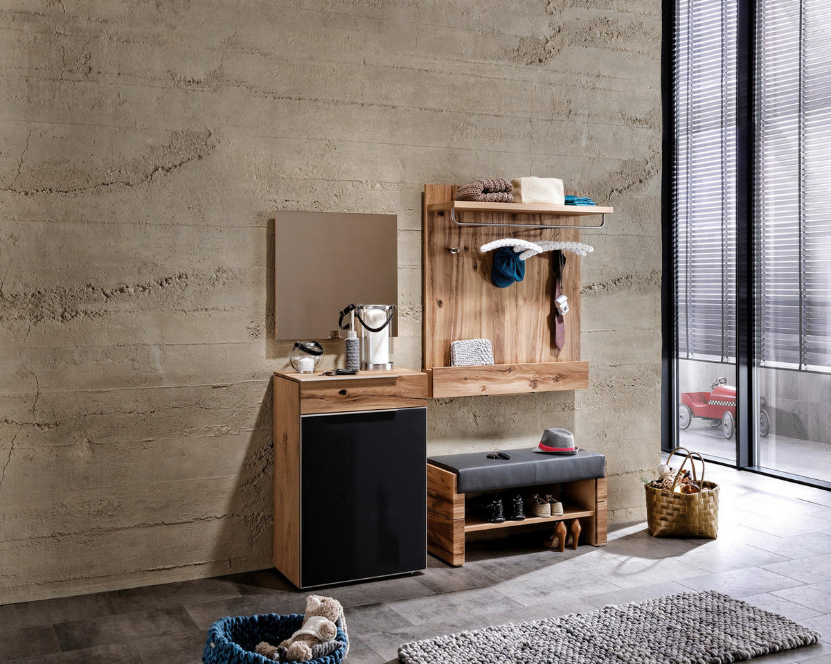 GARDEROBENBANK  in 91/49/38 cm  - Eichefarben/Hellgrau, Natur, Holz/Textil (91/49/38cm) - Voglauer