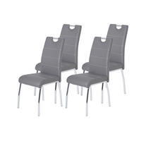 STUHL-SET 4 Stück  in Stahl Lederlook Metall, Textil  - Chromfarben/Weiß, MODERN, Textil/Metall (44/98/61cm) - MID.YOU