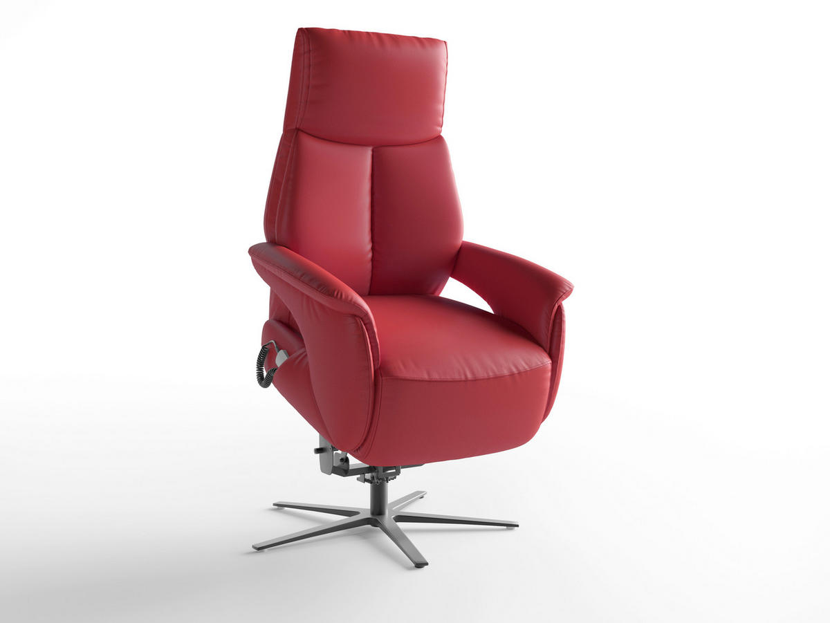 RELAXSESSEL Leder Rot  - Rot/Schwarz, Basics, Leder/Metall (75/113/85cm) - Sit & More