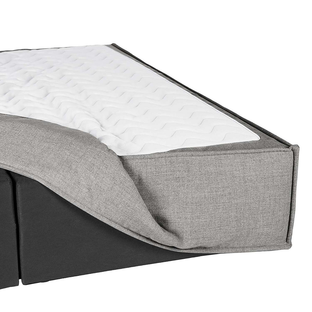 BOXSPRINGBETT 180/220 cm  in Hellgrau  - Hellgrau/Schwarz, Design, Textil (180/220cm) - home24