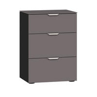 NACHTTISCH 45/65/43 cm  Schwarz, Dunkelgrau  - Edelstahlfarben/Dunkelgrau, Design, Glas/Holzwerkstoff (45/65/43cm) - Jutzler