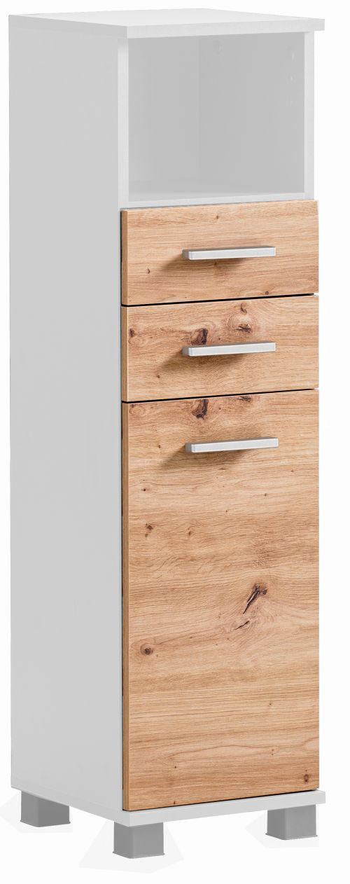 Stylife Midischrank Palermo Weiß, Eiche Artisan 30x110.5x33 cm