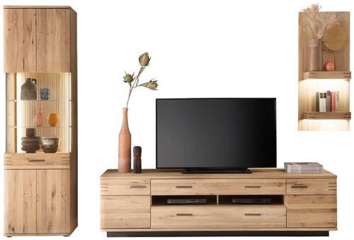 WOHNWAND  in Anthrazit, Eichefarben 300/208/50 cm  - Eichefarben/Anthrazit, Design, Glas/Holz (300/208/50cm) - Livetastic