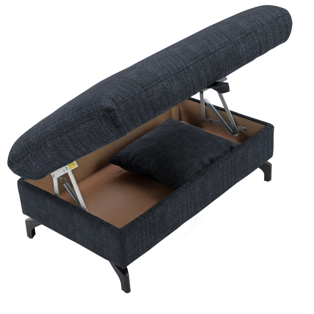 ECKSOFA in Flachgewebe, Leinenoptik Dunkelblau  - Schwarz/Dunkelblau, Modern, Textil/Metall (247/208cm) - Xora