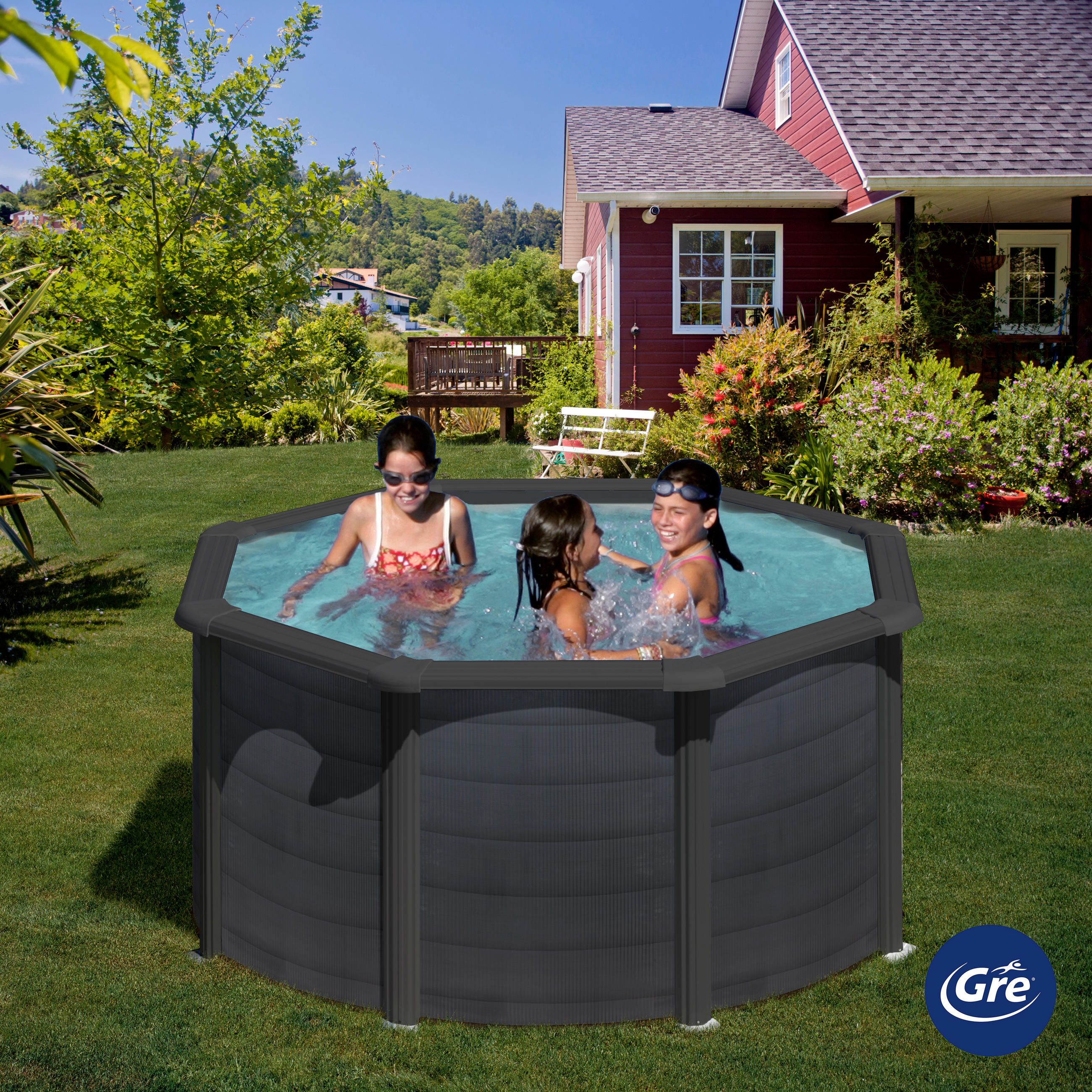 POOL GRE KEA KIT240GF 2023 240/240/120 cm  - Graphitfarben, KONVENTIONELL, Metall (240/240/120cm) - Gre