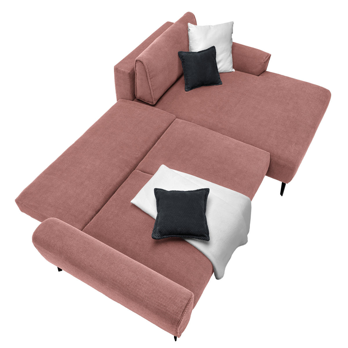 ECKSOFA in Webstoff Koralle  - Koralle/Schwarz, Design, Textil/Metall (272/170cm) - Welnova