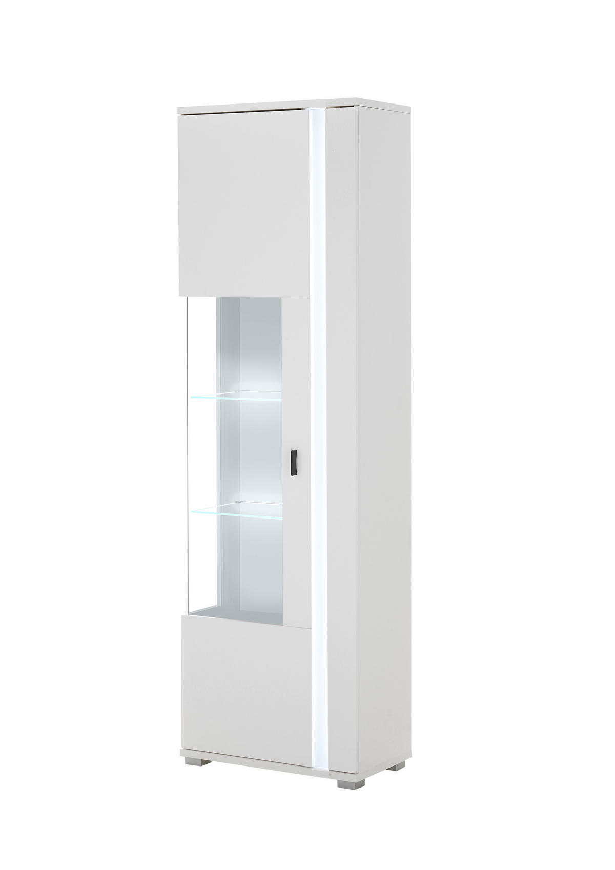 VITRINE in Weiß  - Silberfarben/Schwarz, Design, Glas/Holzwerkstoff (55/200/35cm) - MID.YOU