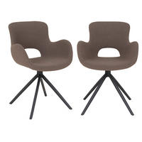 ARMLEHNSTUHL-SET 2 Stück  in Bouclé  - Graubraun/Schwarz, MODERN, Textil/Metall (59/82/58cm) - MID.YOU