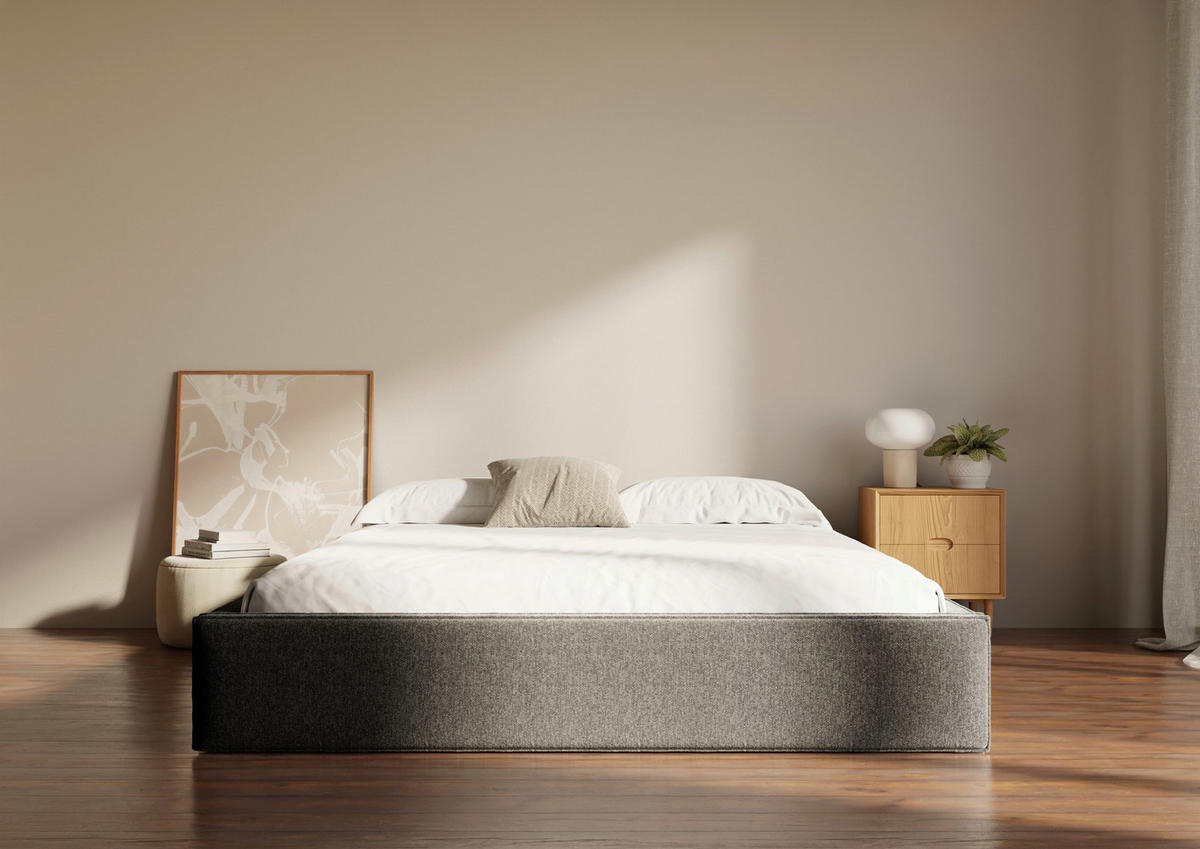 POLSTERBETT 140/200 cm,  in Anthrazit, Lattenrost, Bettkasten,  - Anthrazit/Schwarz, Design, Holz/Textil (140/200cm) - Chameo