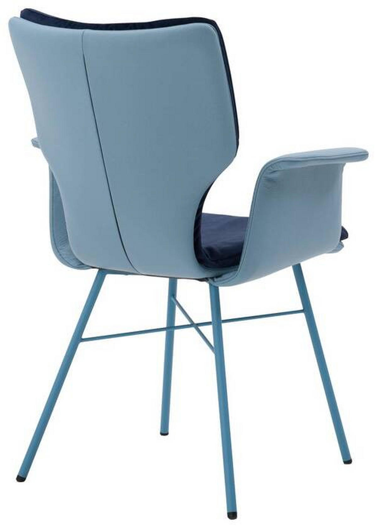 ARMLEHNSTUHL  in Samt Echtleder pigmentiert  - Dunkelblau/Hellblau, Design, Leder/Textil (48/91/60cm) - Bert Plantagie