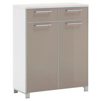 SCHUHSCHRANK Eiche furniert Weiß, Taupe  - Taupe/Chromfarben, Design, Glas/Holz (84/108/37cm)