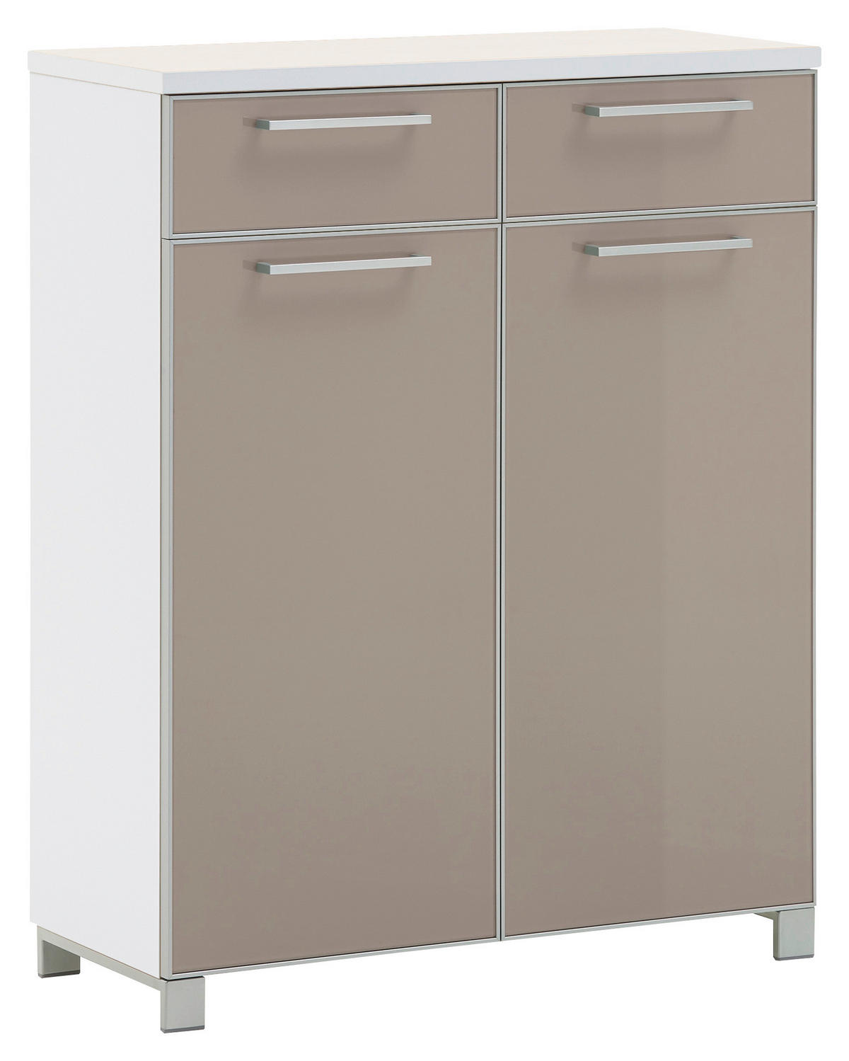 SCHUHSCHRANK Eiche furniert Weiß, Taupe  - Taupe/Chromfarben, Design, Glas/Holz (84/108/37cm)