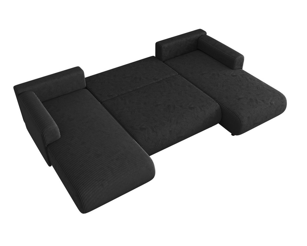 Wohnlandschaft inkl. Funktion Anthrazit Cord  - Anthrazit/Schwarz, KONVENTIONELL, Textil (200/360/200cm) - Xora