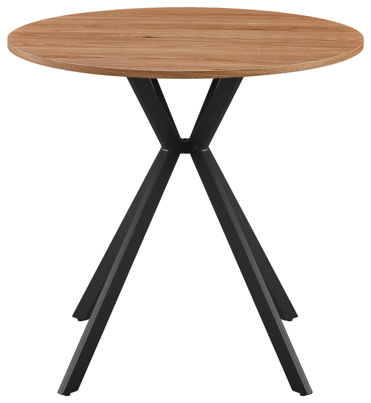 ESSTISCH 80/80/76 cm Nachbildung  Metall, Holzwerkstoff rund Schwarz, Eichefarben  - Eichefarben/Schwarz, Design, Holzwerkstoff/Metall (80/80/76cm) - Milino
