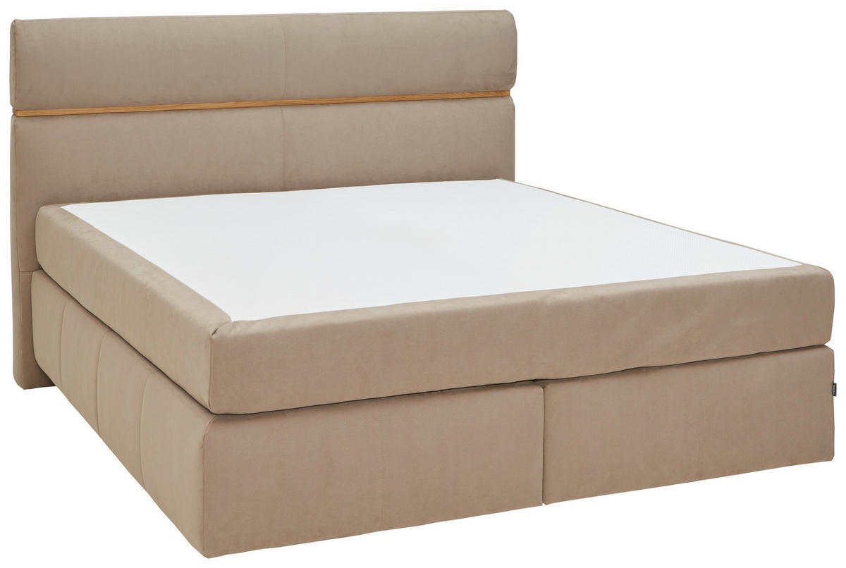 BOXSPRINGBETT 180/200 cm  in Hellbraun  - Hellbraun/Schwarz, Konventionell, Kunststoff/Textil (180/200cm) - Dieter Knoll