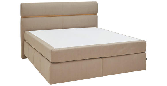 BOXSPRINGBETT 180/200 cm in Hellbraun - Hellbraun/Schwarz, KONVENTIONELL, Kunststoff/Textil (180/200cm) - Dieter Knoll