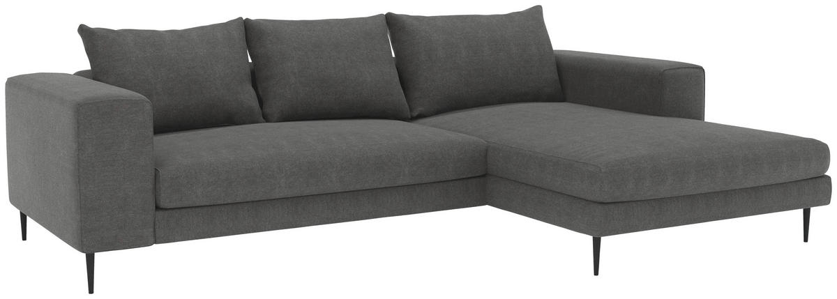 ECKSCHLAFSOFA in Struktur Dunkelgrau  - Dunkelgrau/Schwarz, Modern, Textil/Metall (295/170cm) - Trendmanufaktur