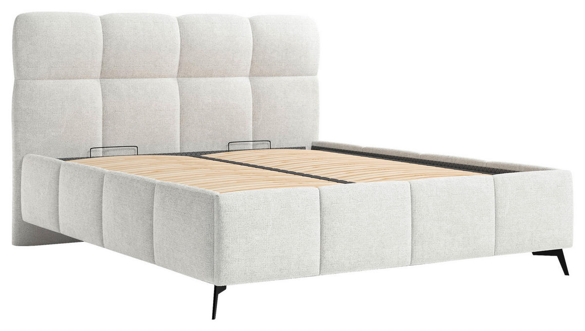 POLSTERBETT 140/200 cm,  in Naturfarben, gepolstertes Kopfteil, Lattenrost,  - Schwarz/Bronzefarben, Design, Holz/Textil (140/200cm) - Chameo