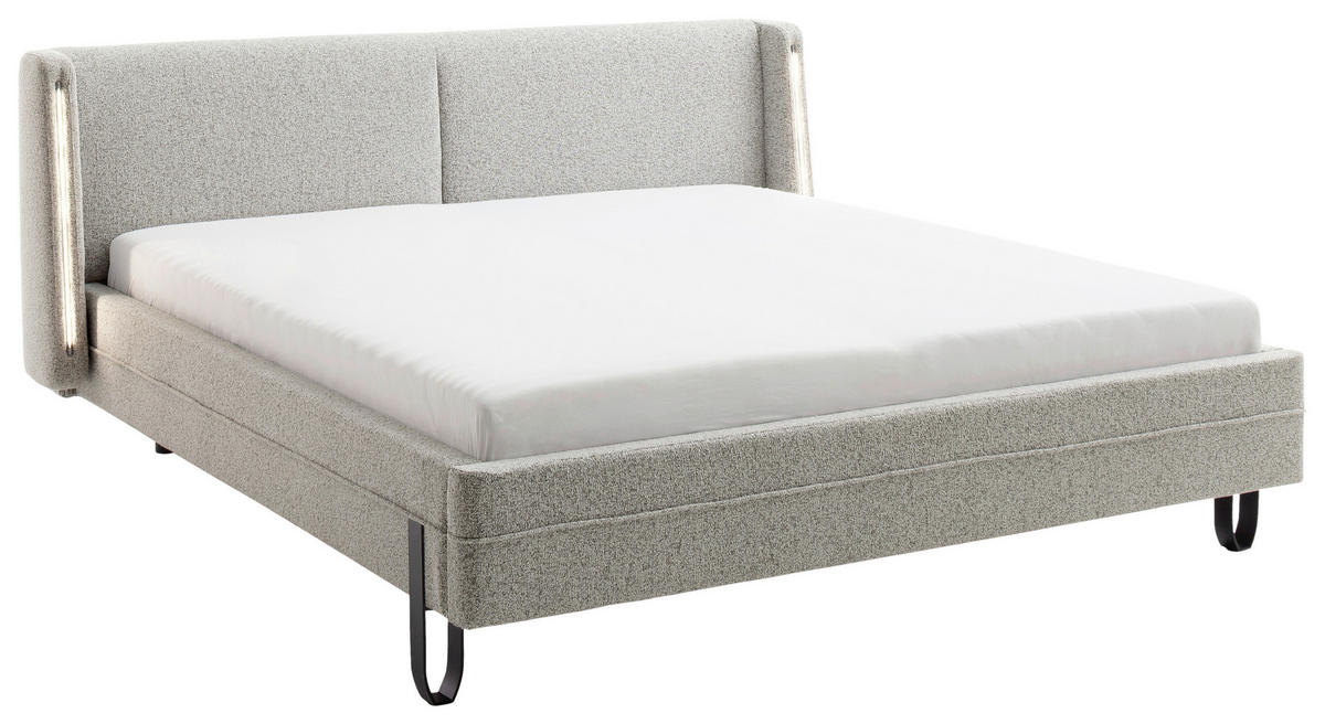 POLSTERBETT Beleuchtung 180/200 cm  in Taupe  - Taupe/Schwarz, MODERN, Textil/Metall (180/200cm) - Novel