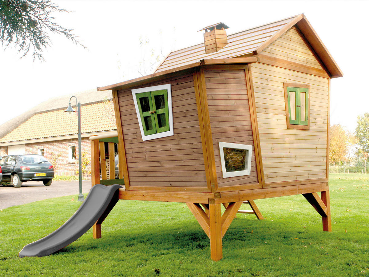 SPIELHAUS 123/12,8/152 cm  - Braun/Hellgrün, KONVENTIONELL, Holz/Kunststoff (123/12,8/152cm) - Ambia Garden