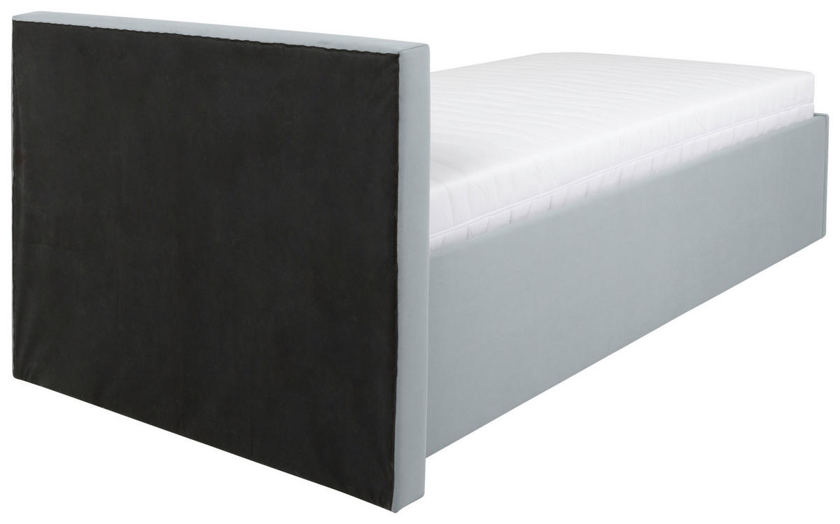 KÁRPITOZOTT ÁGY 90/200 cm  szürke  - króm/szürke, Modern, textil/fa (90/200cm) - MID.YOU