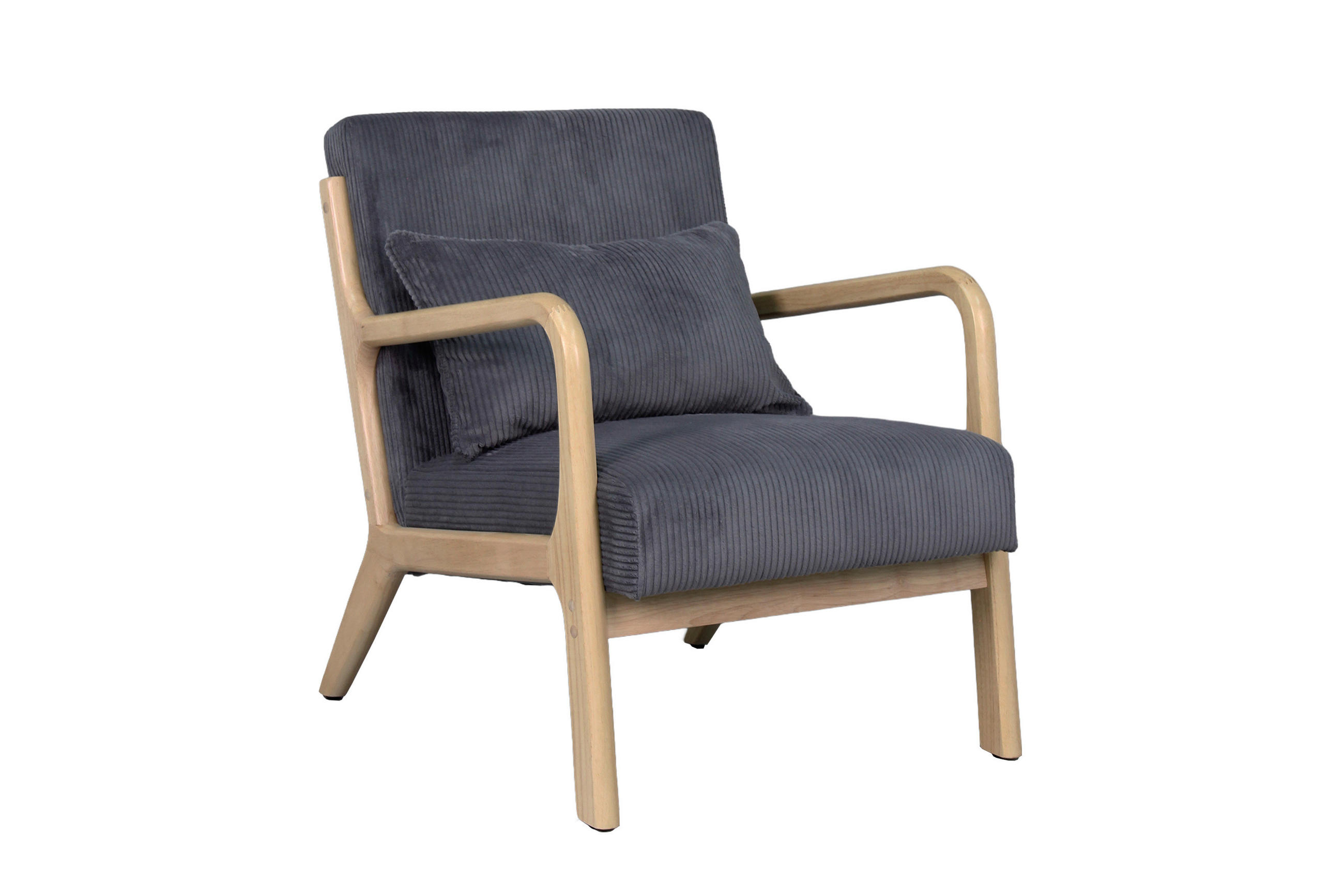 SESSEL in Cord Grau  - Braun/Grau, Basics, Holz/Textil (65/81/76cm) - MID.YOU